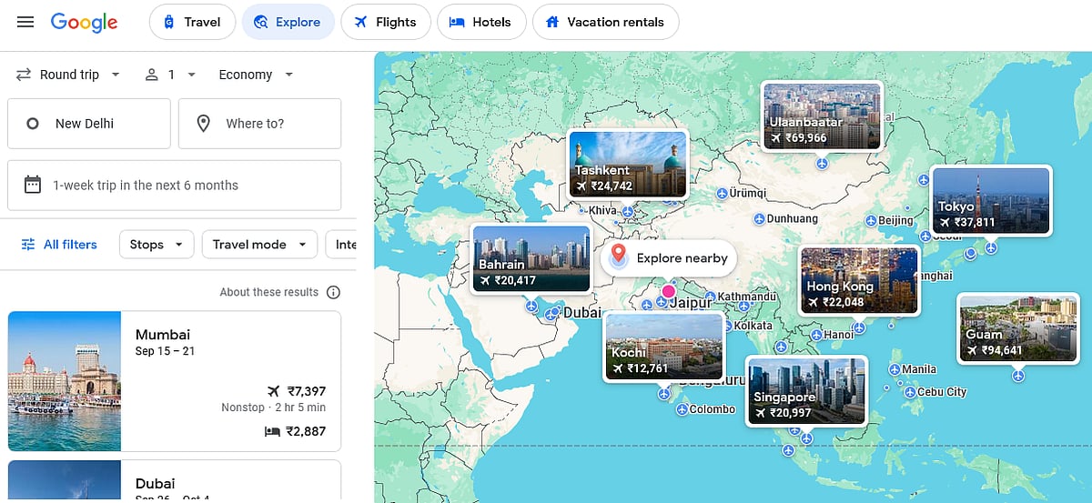 The “Explore” feature is perfect if you don’t have a specific destination in mind
